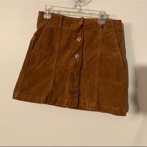 Cute button front (brown/mustard) corduroy mini skirt